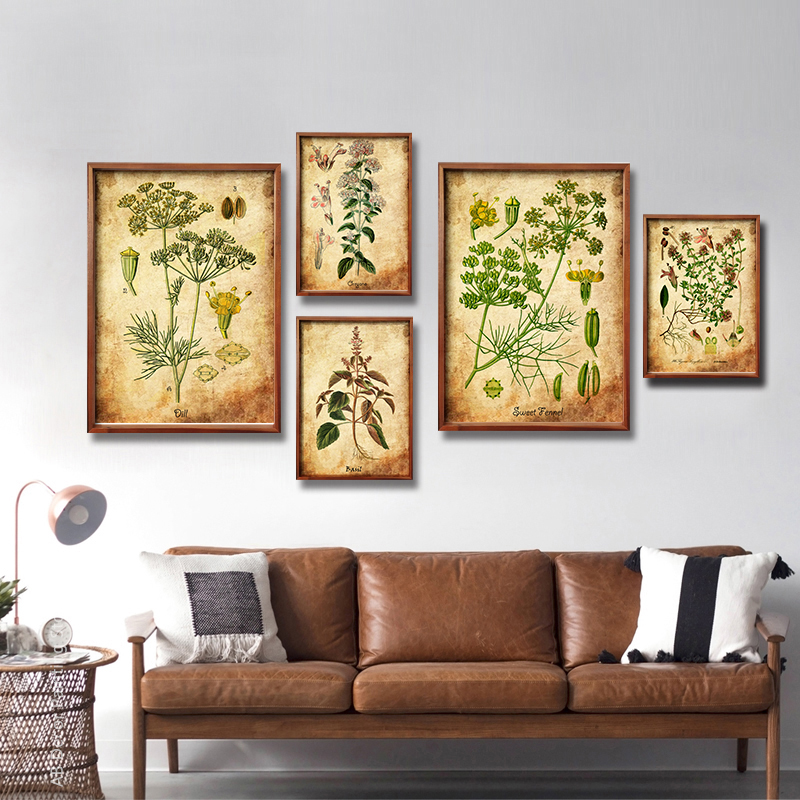 Herb Flowers Retro Poster Vint - đánh giá và giá Herbal Wallpaper