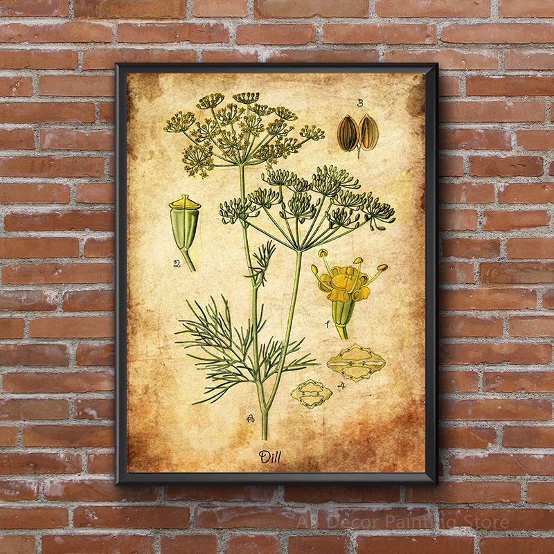 Herb Flowers Retro Poster Vint - đánh giá và giá Herbal Wallpaper